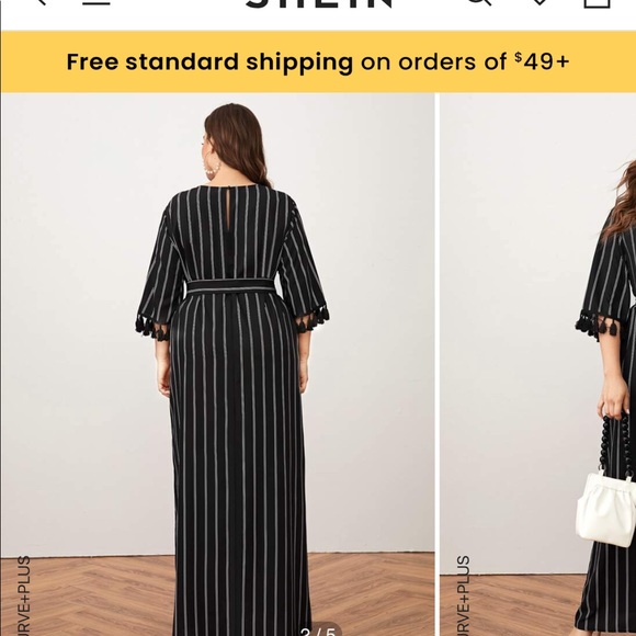 Striped with Tassle Sleeves Dress - Picture 2 of 5